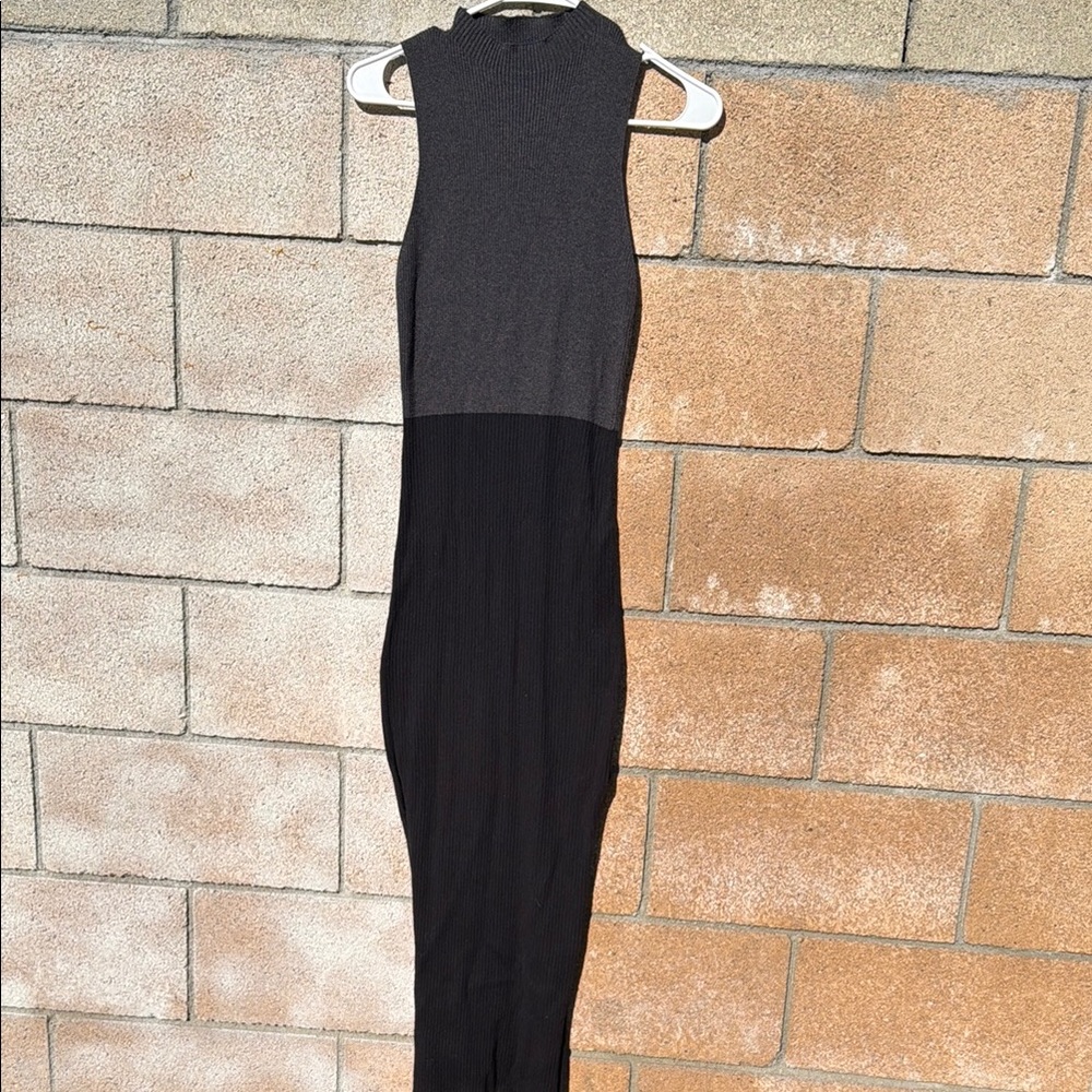 Elegant Black and Gray Stretchy Sleeveless Dress